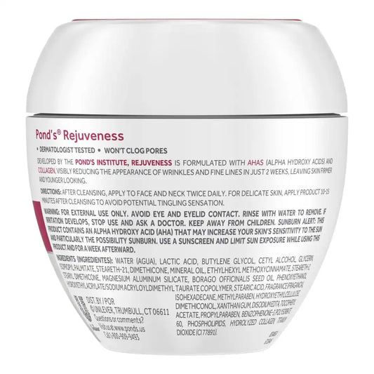 Pond's Rejuveness Face Cream for Women, Anti-Aging Face Moisturizer Skin Care with Alpha Hydroxy Acid and Collagen, 7 oz, 12 Pack