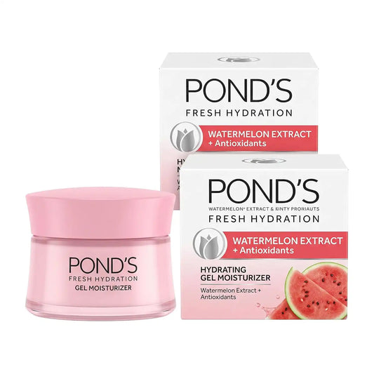 POND'S Fresh Hydration Gel Moisturizer – 24 HR Hydration with Watermelon Extract & Antioxidants – Alcohol & Oil-Free Face Moisturizer-– Dermatologist Tested,3.4 oz,(Pack of 2)