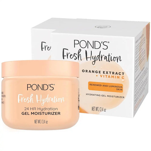 POND'S Fresh Hydration Gel Moisturizer 24 HR Hydration with Orange Extract & Vitamin C Alcohol & Oil-Free Face Moisturizer Dermatologist Tested, 3.4 oz, (Pack of 2)