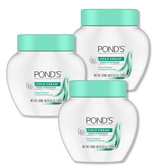 POND'S Cold Face Cream, Skin Care Facial Cleanser for All Skin Types, Deep Moisturizing Face Wash & Makeup Remover, 9.5 oz, 3 Pack